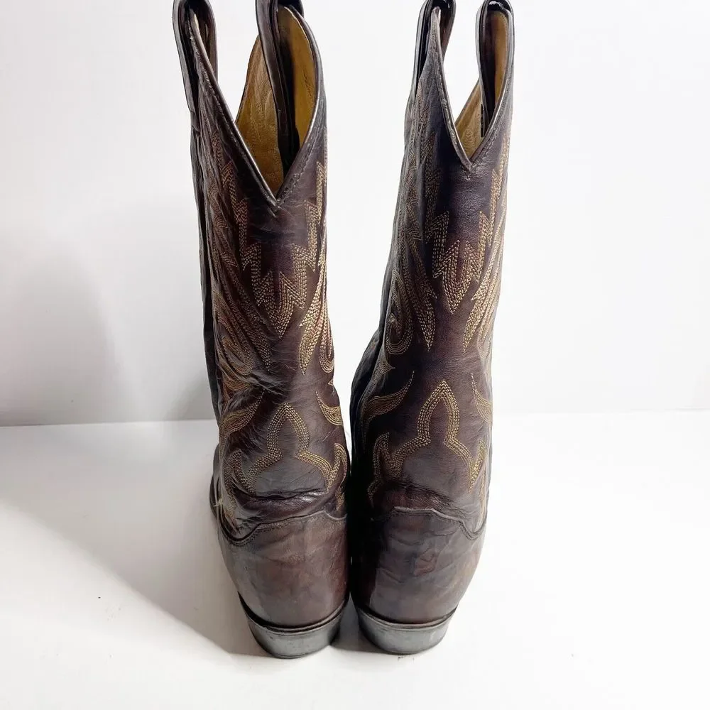 Justin 1564 Size 8D Cowboy Boots Dark Brown Marbled Deerlite Western Rodeo - Picture 5 of 7